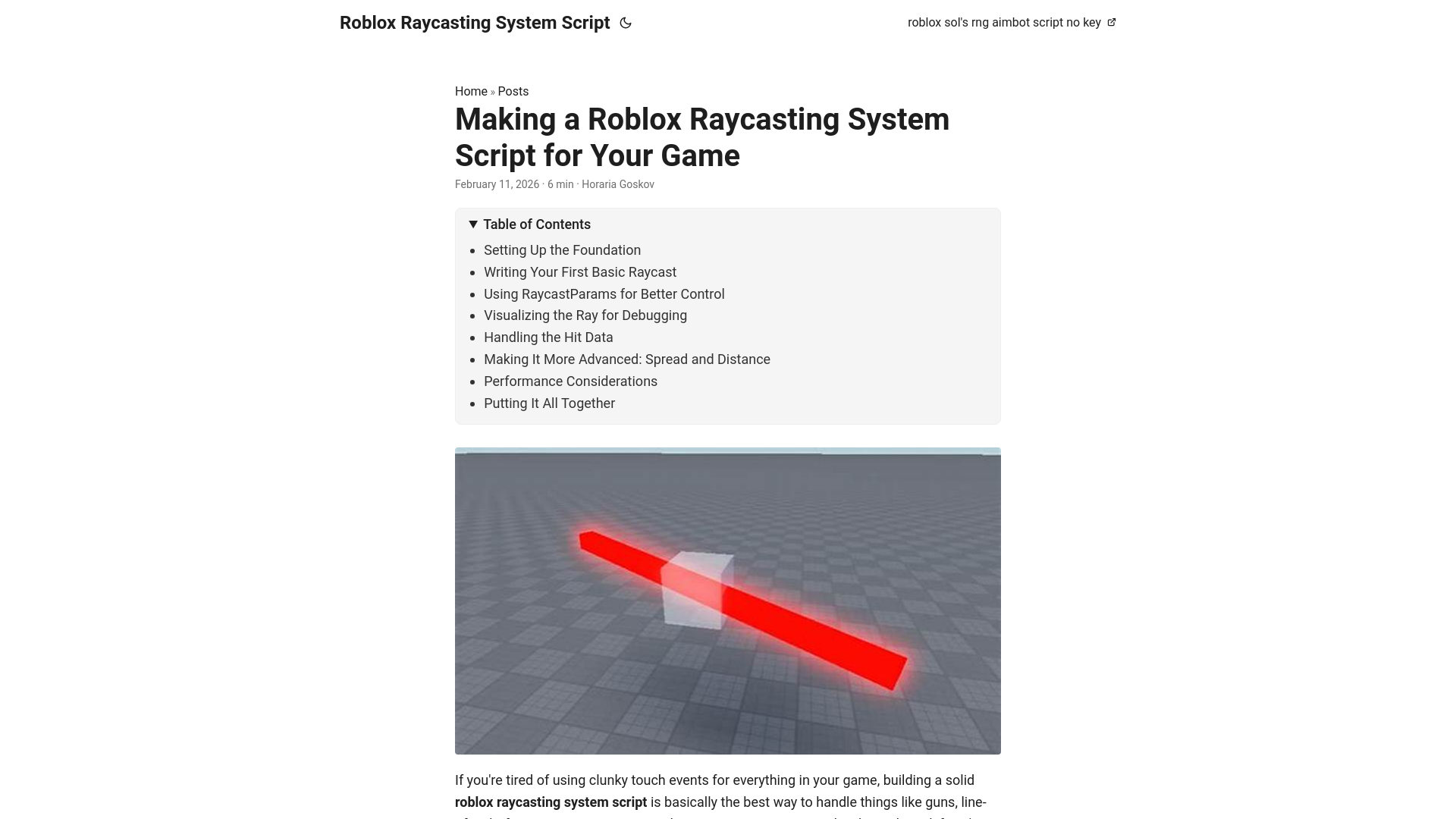 website screenshot of https://roblox-raycasting-system-script.pages.dev/