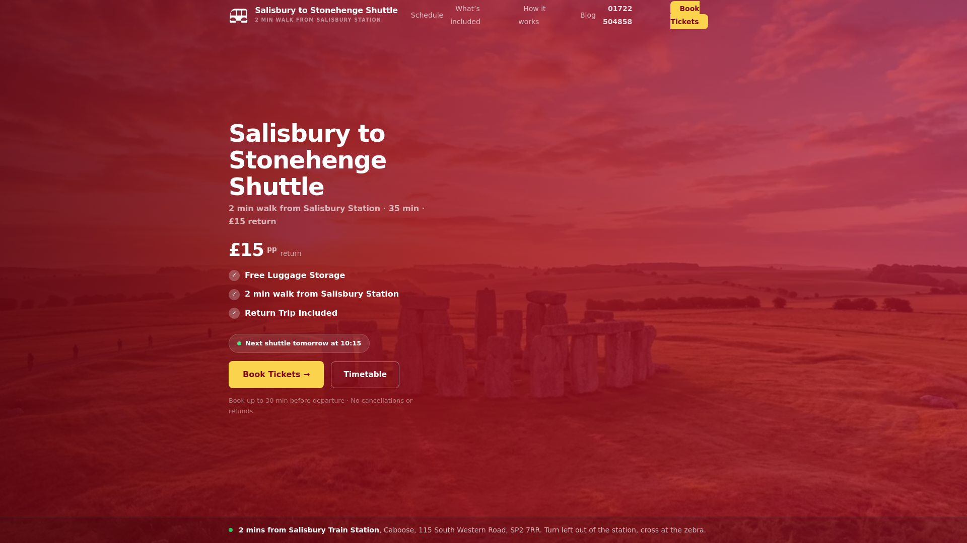 website screenshot of https://salisburytostonehenge.co.uk/