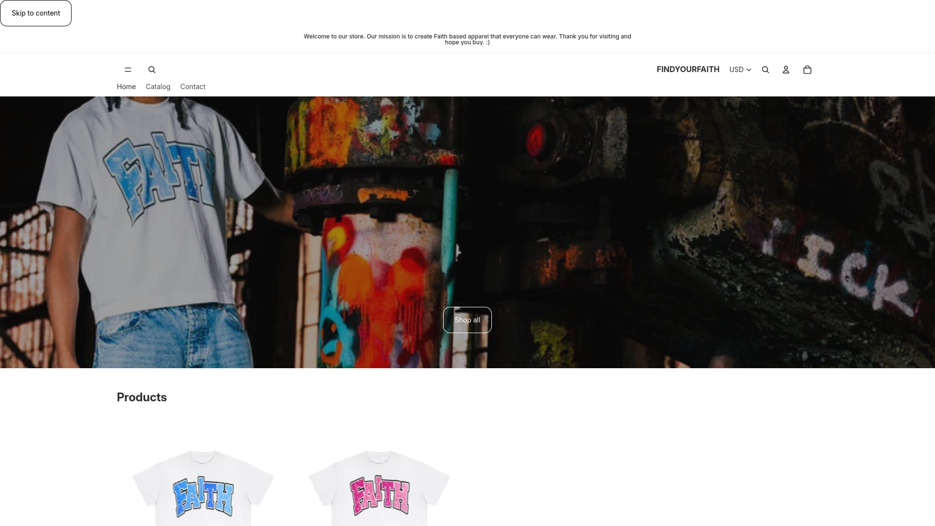 website screenshot of https://findyourfaith.store/