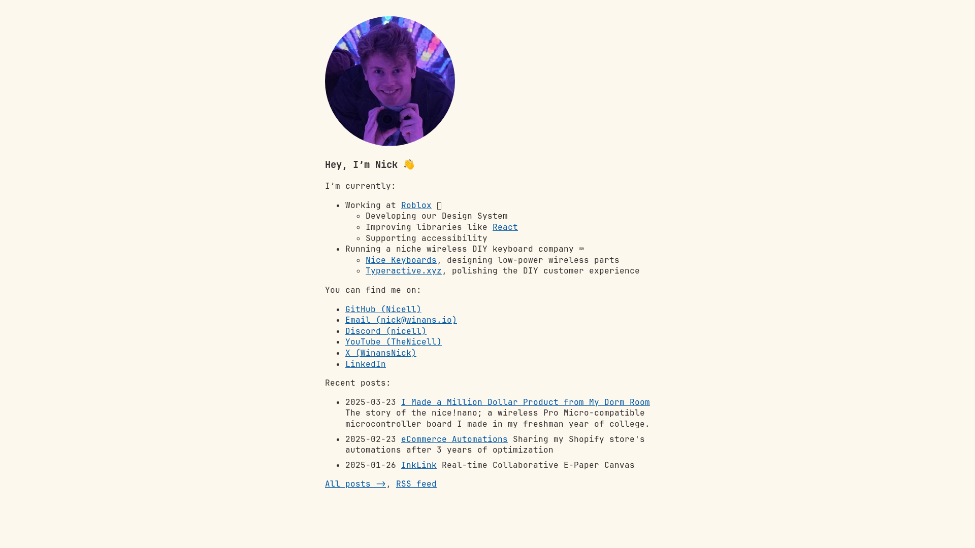 website screenshot of https://nickwinans.pages.dev/