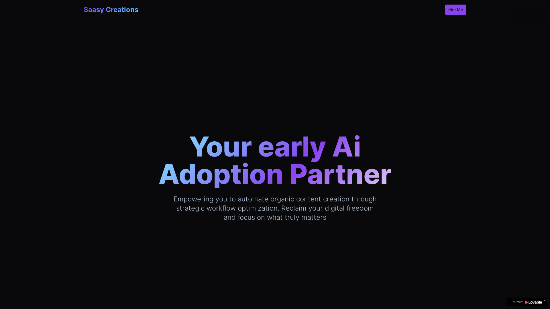 website screenshot of https://saasycreations.com/
