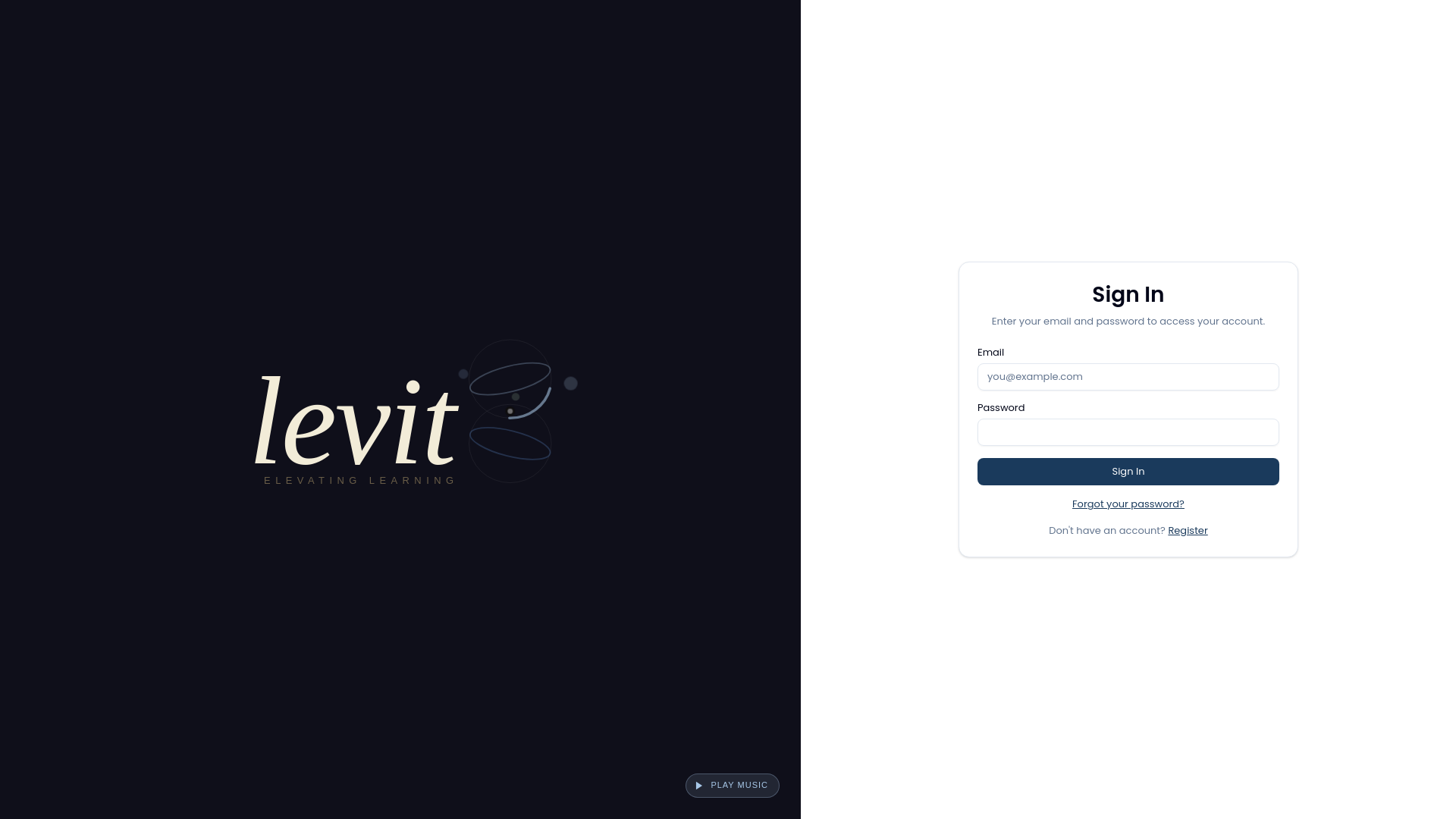 website screenshot of https://levitatelms.com.au