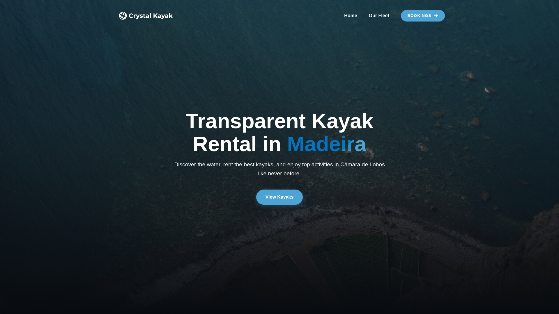 website screenshot of https://crystalkayakmadeira.com