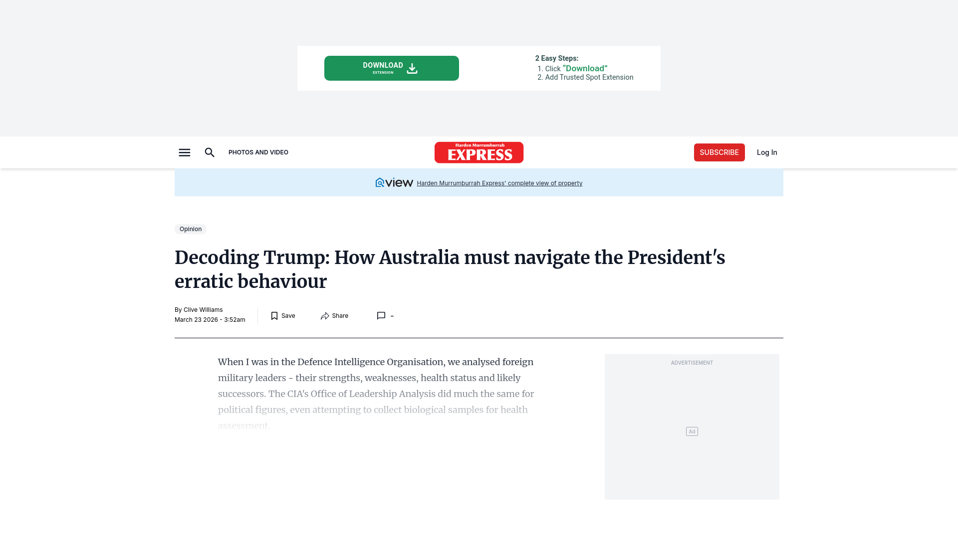 website screenshot of https://www.hardenexpress.com.au/story/9205191/donald-trump-erratic-behaviour-challenges-global-alliances/