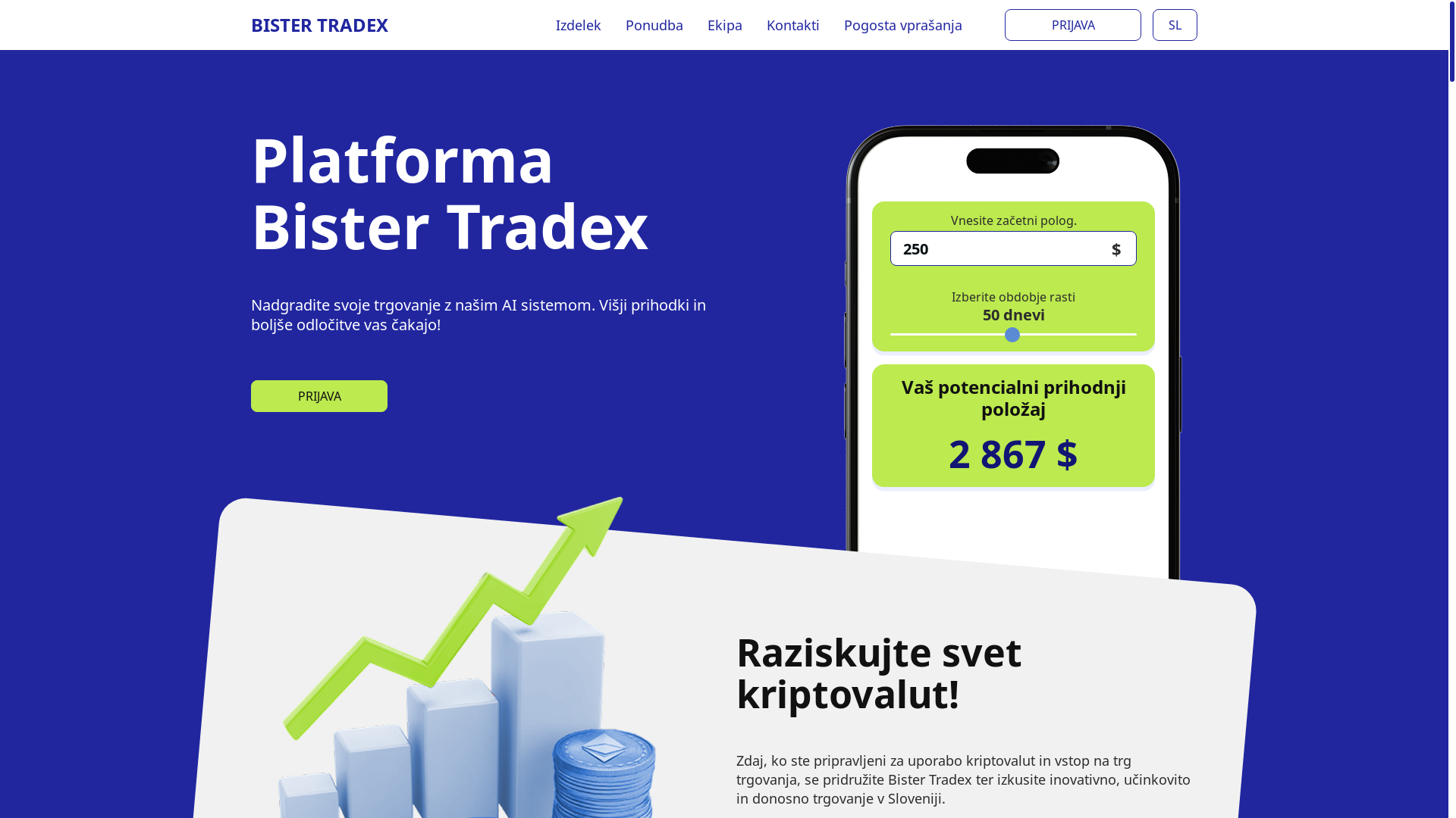website screenshot of https://bister-tradex.com/
