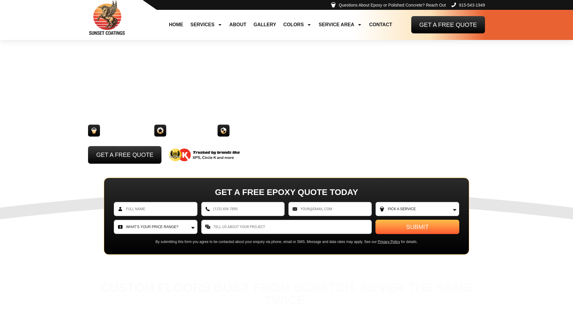 website screenshot of https://sunsetcoatingsusa.com/