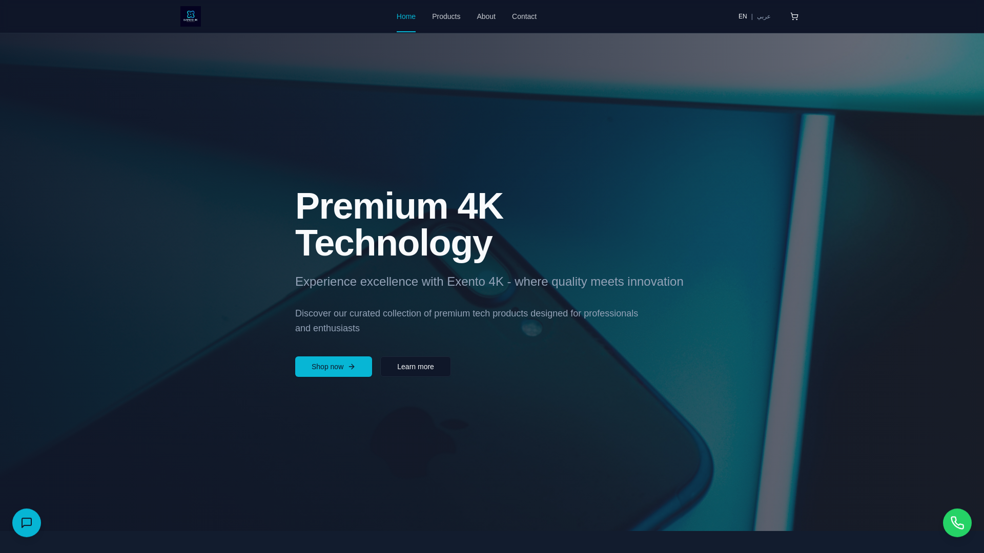 website screenshot of https://exento8k.com