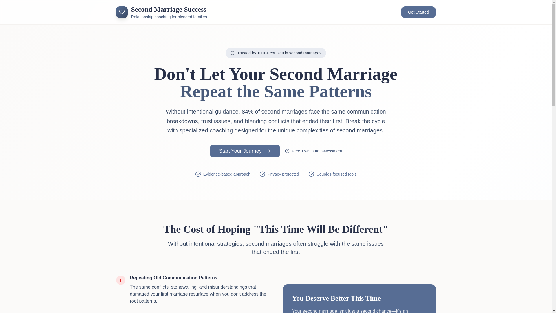 website screenshot of https://secondmarriagesuccess.org/