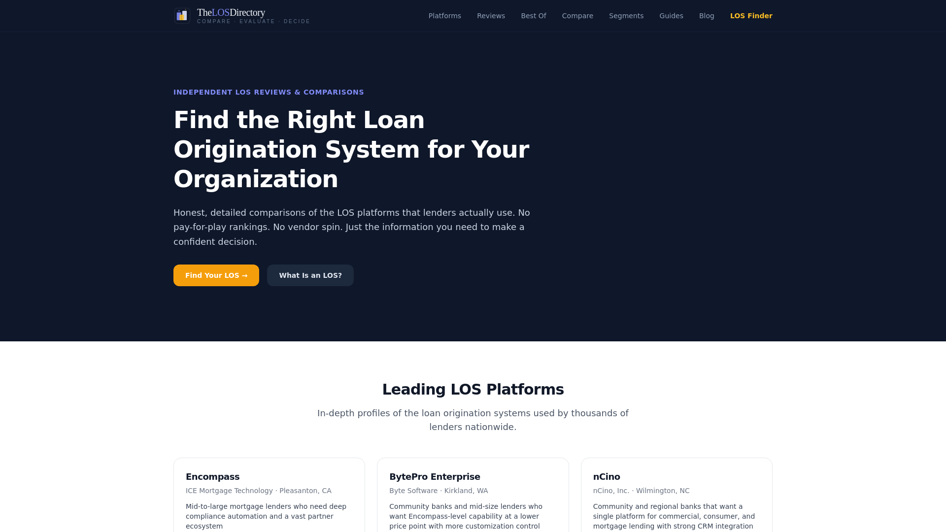 website screenshot of https://thelosdirectory.com