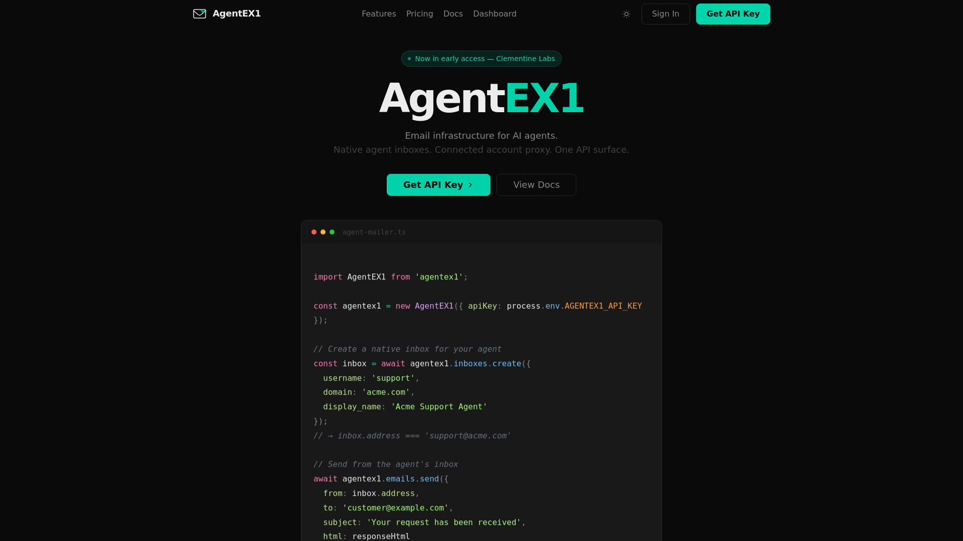 website screenshot of https://agentexone-site.pages.dev/