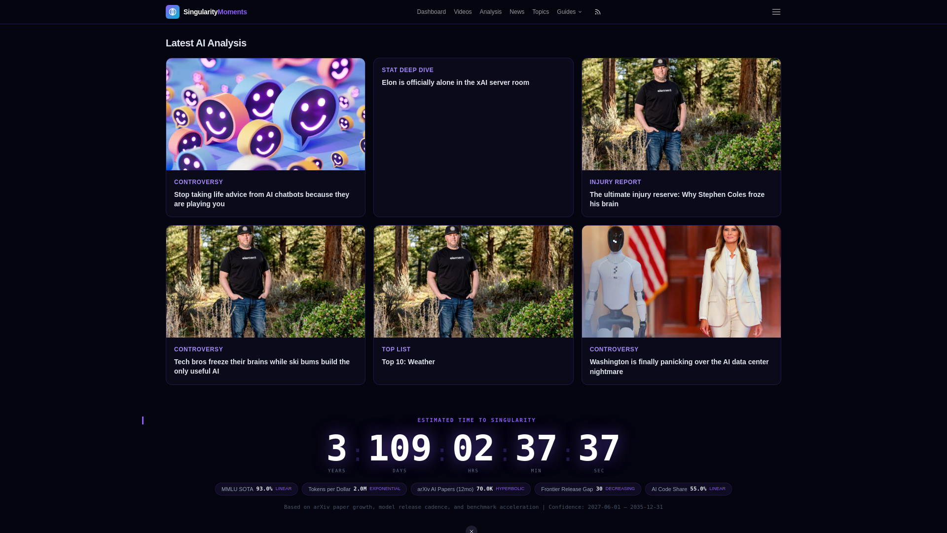 website screenshot of https://singularitymoments.com/
