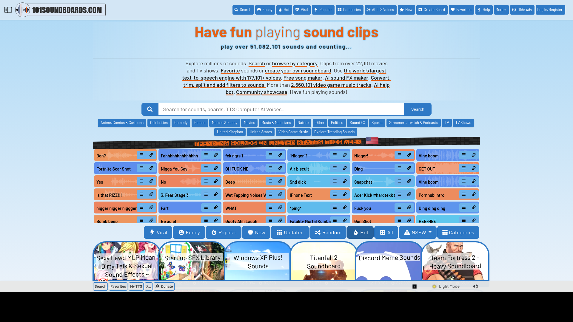 website screenshot of https://101soundboards.com/