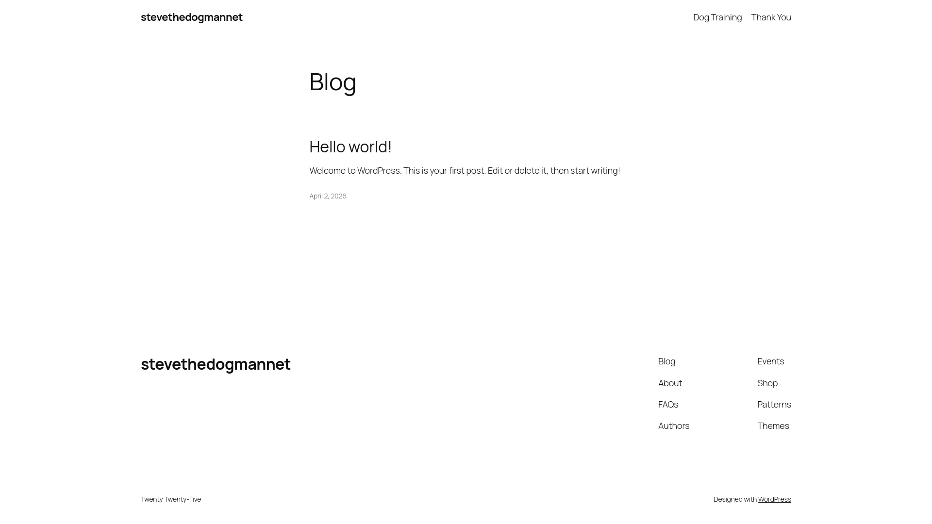 website screenshot of https://stevethedogman.net