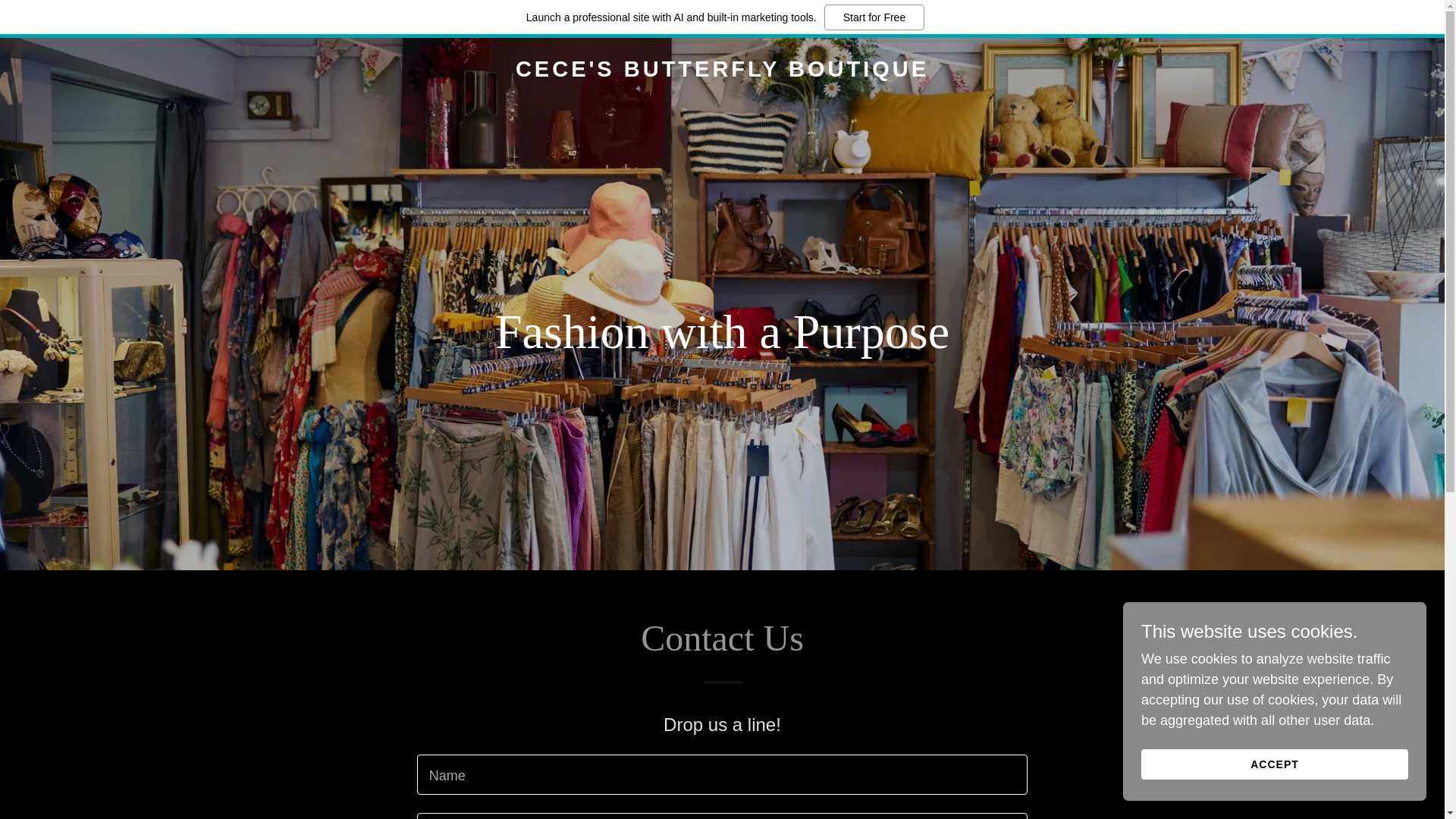 website screenshot of https://cecesbutterflyboutique.com/