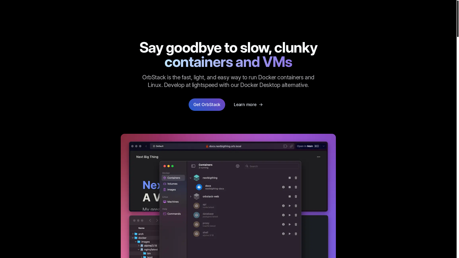website screenshot of https://orbstack.dev