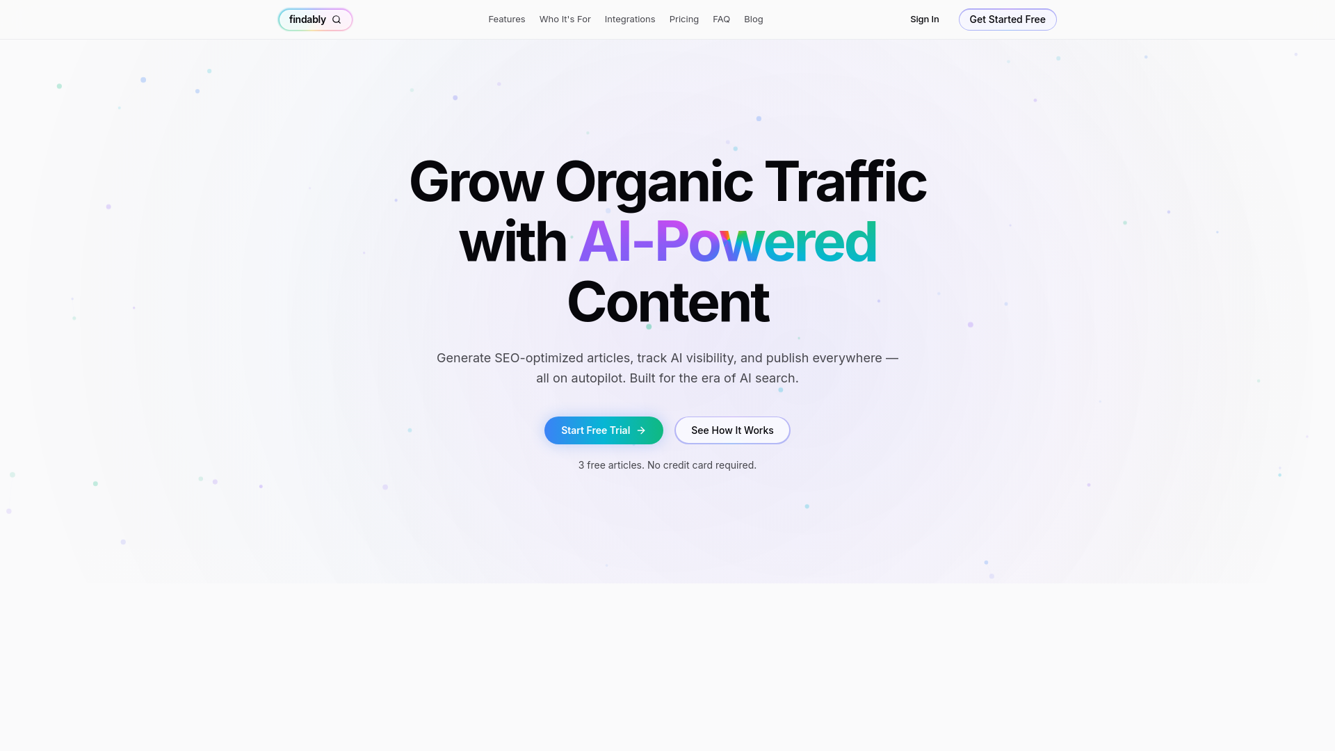 website screenshot of https://findably.app/