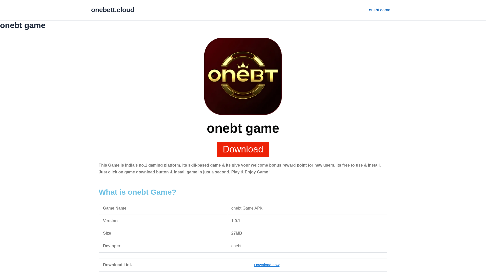 website screenshot of https://onebett.cloud/