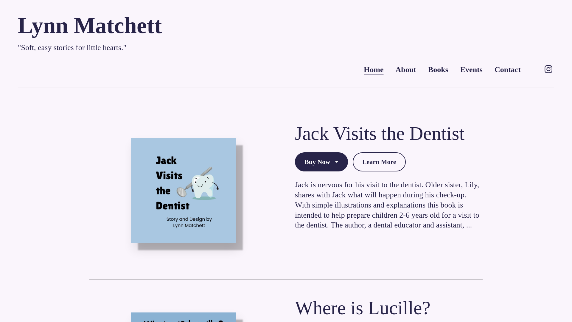 website screenshot of https://lynnmatchettbooks.com/