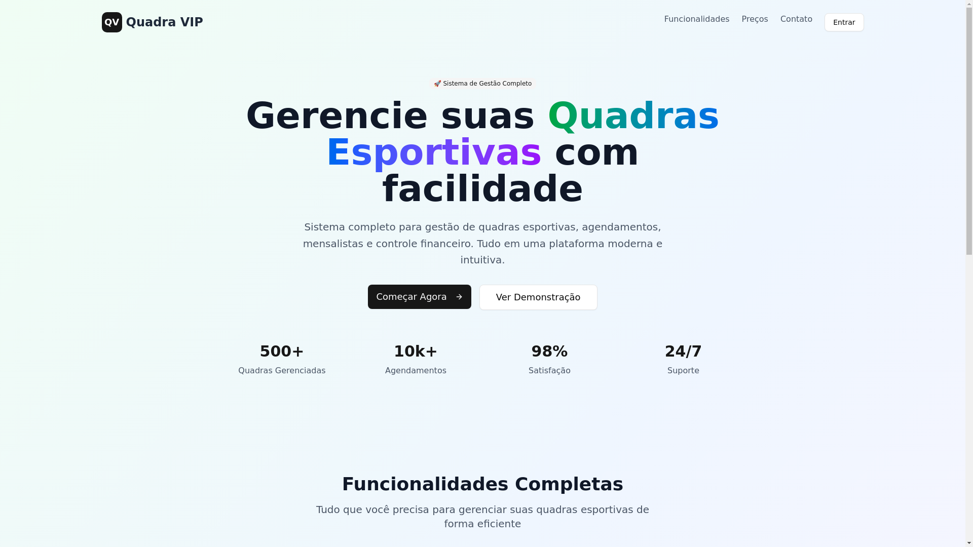 website screenshot of https://quadravip.com.br/