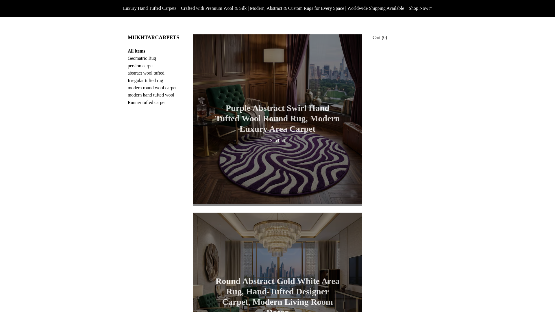 website screenshot of https://mukhtarcarpets.com/
