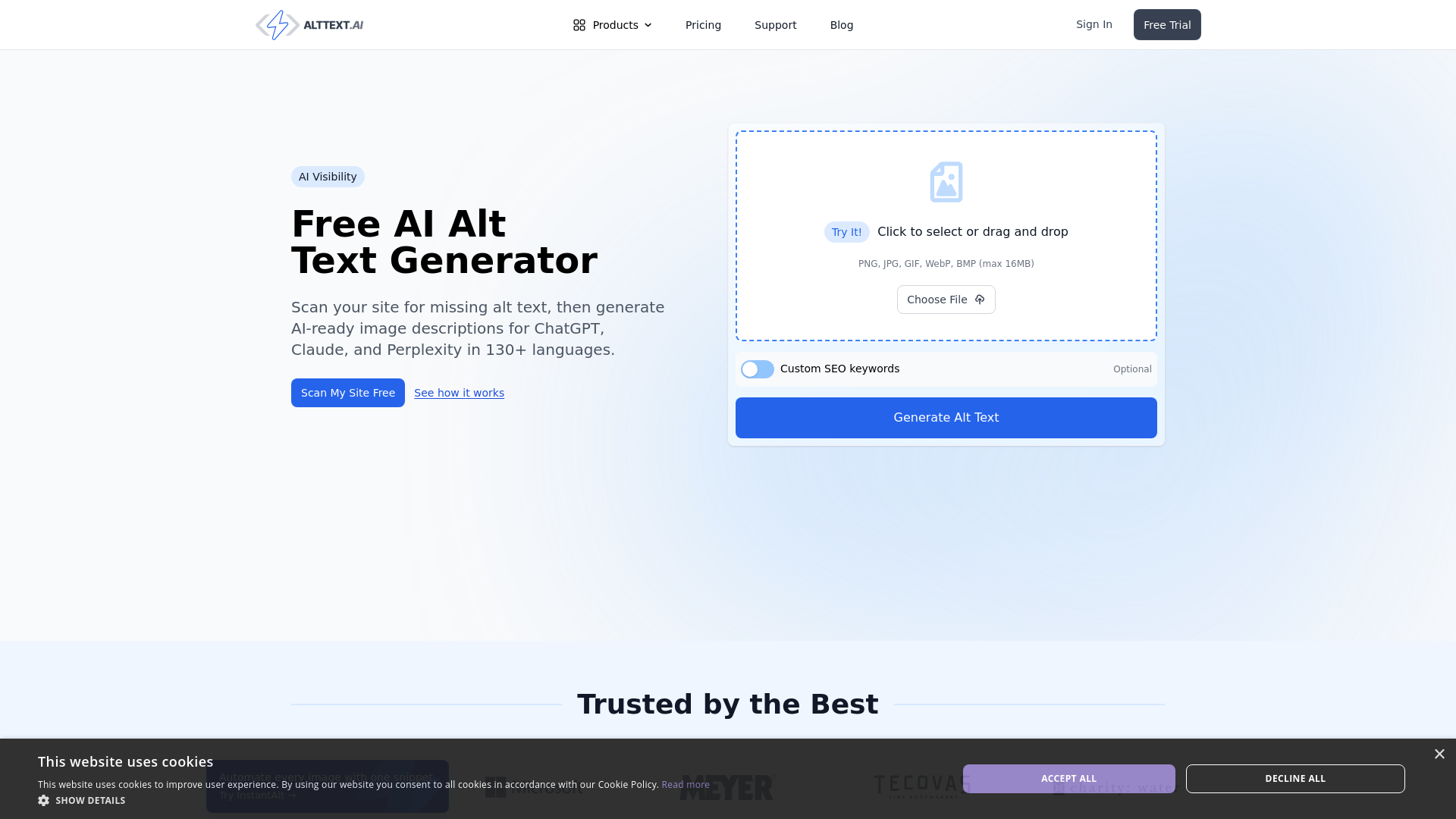 website screenshot of https://guidealttext.co/