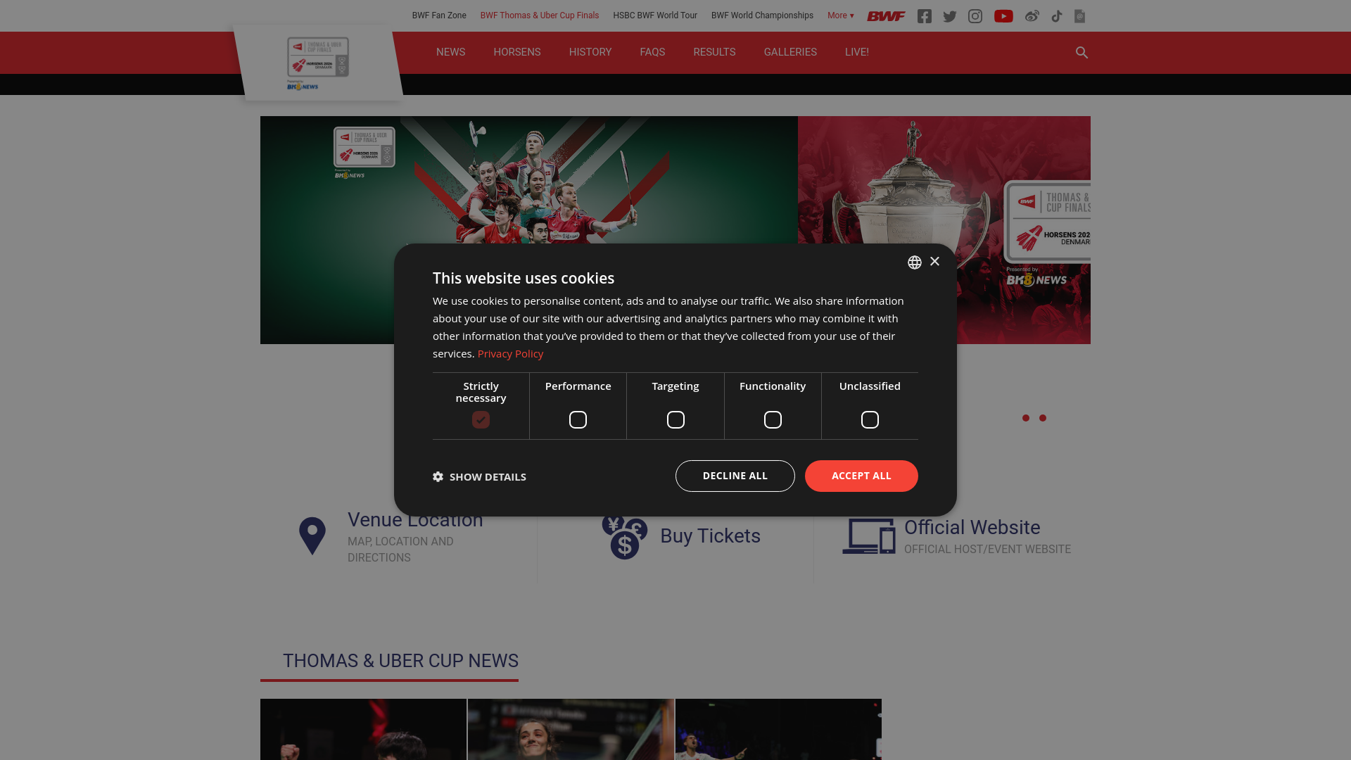 website screenshot of https://bwfthomasubercups.bwfbadminton.com