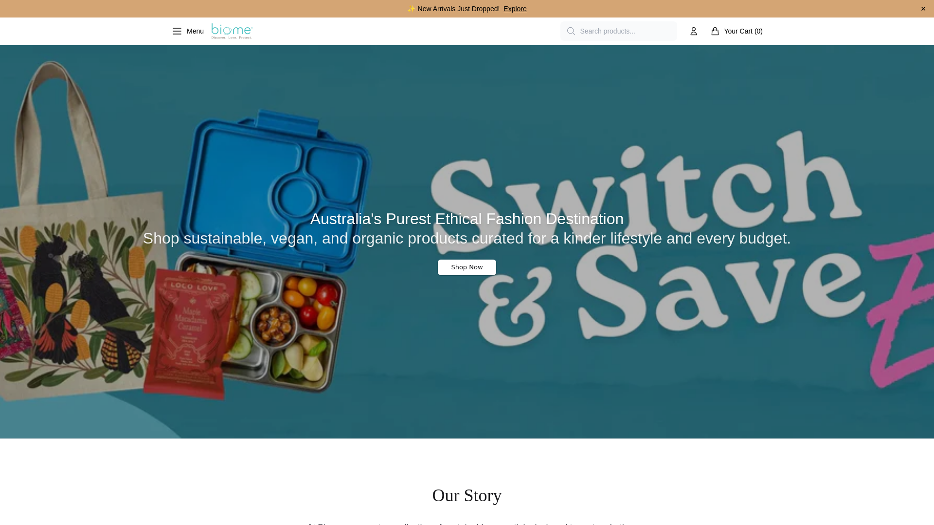 website screenshot of https://biomehealthstore.shop/