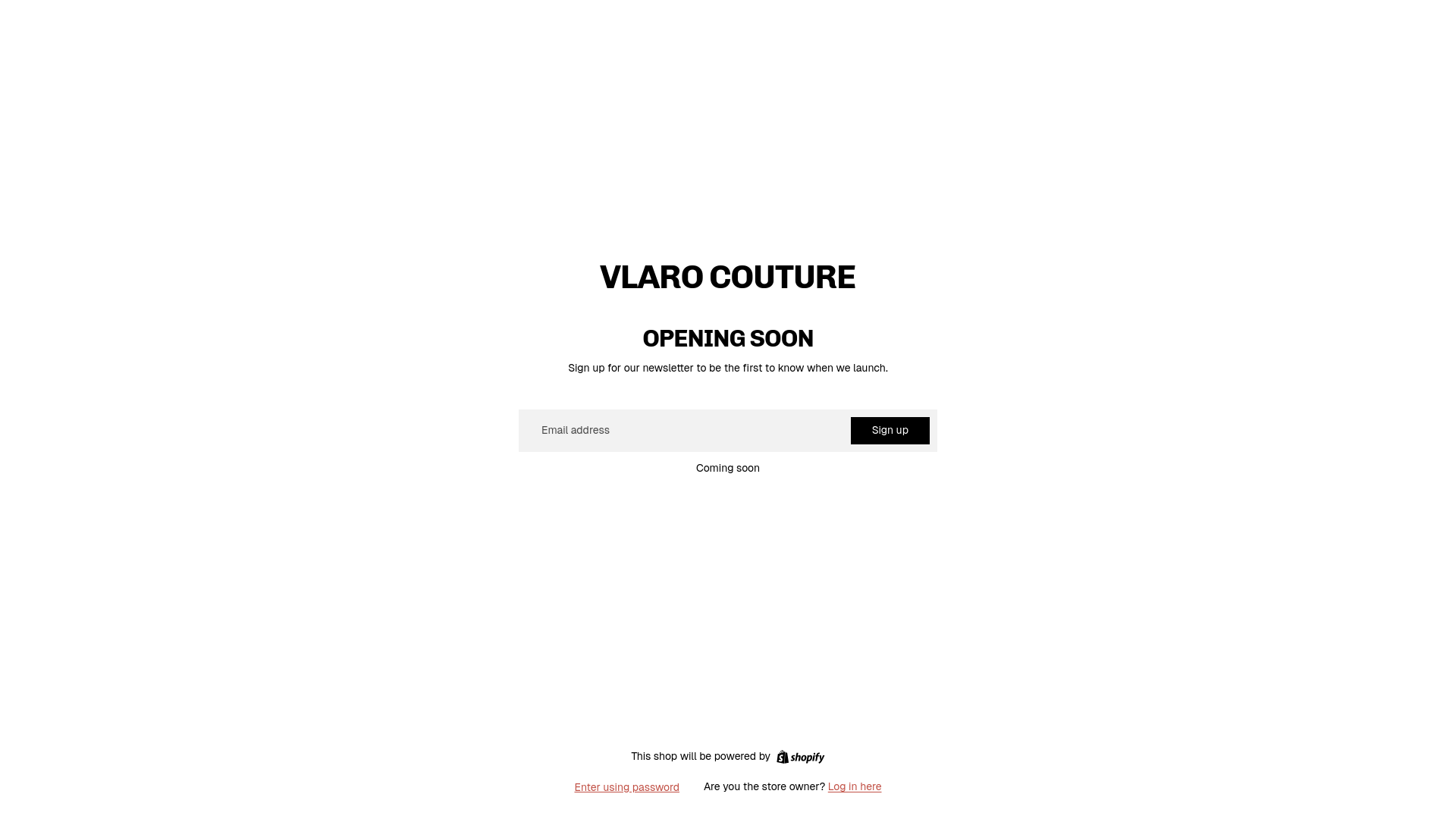 website screenshot of https://vlarocouture.com/
