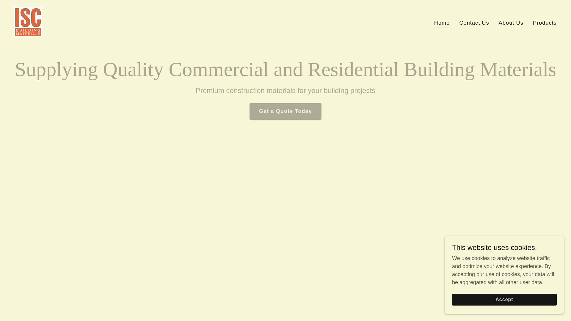 website screenshot of https://iscbuildingmaterials.com