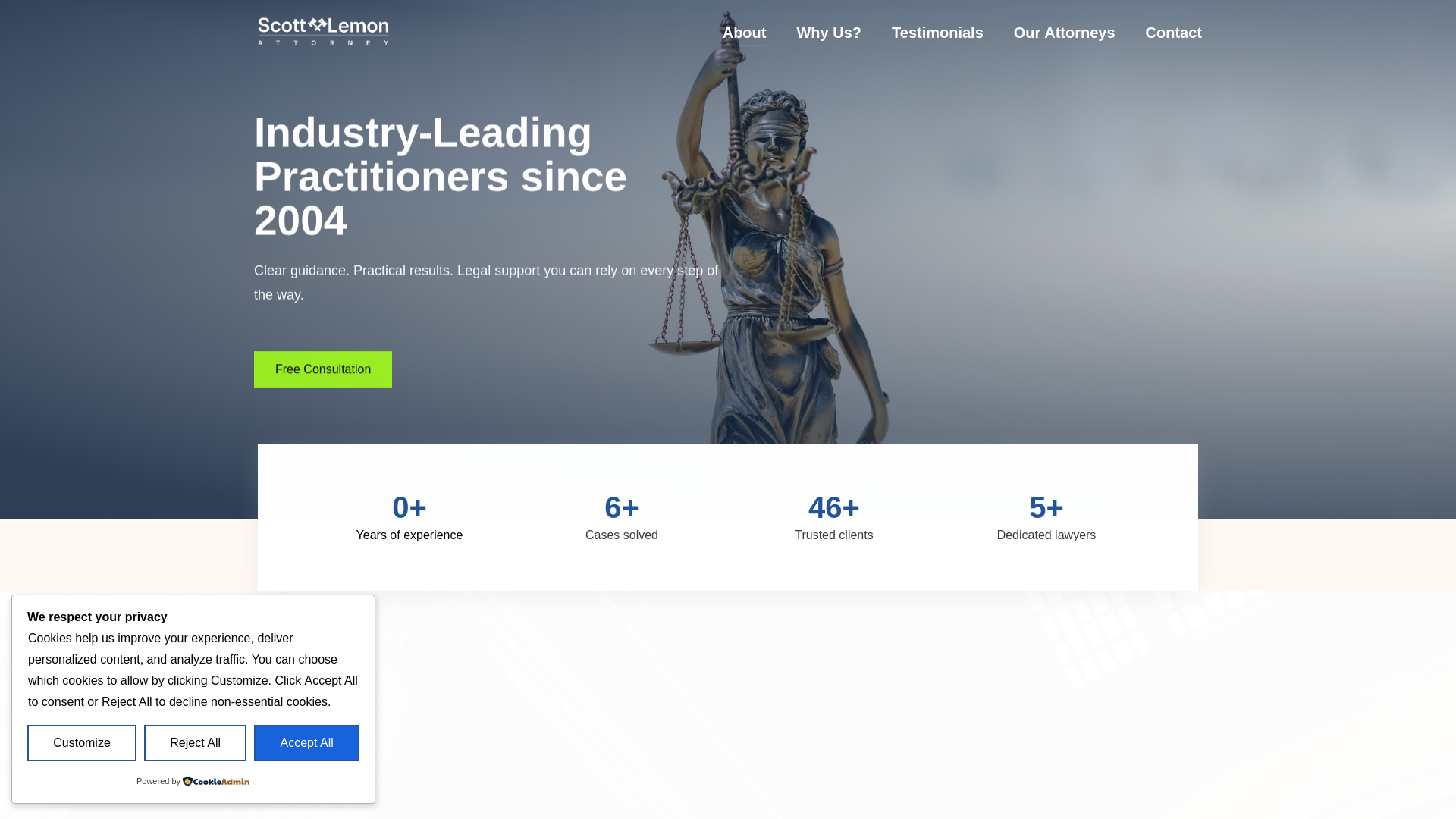 website screenshot of https://scottlemonattorney.com/