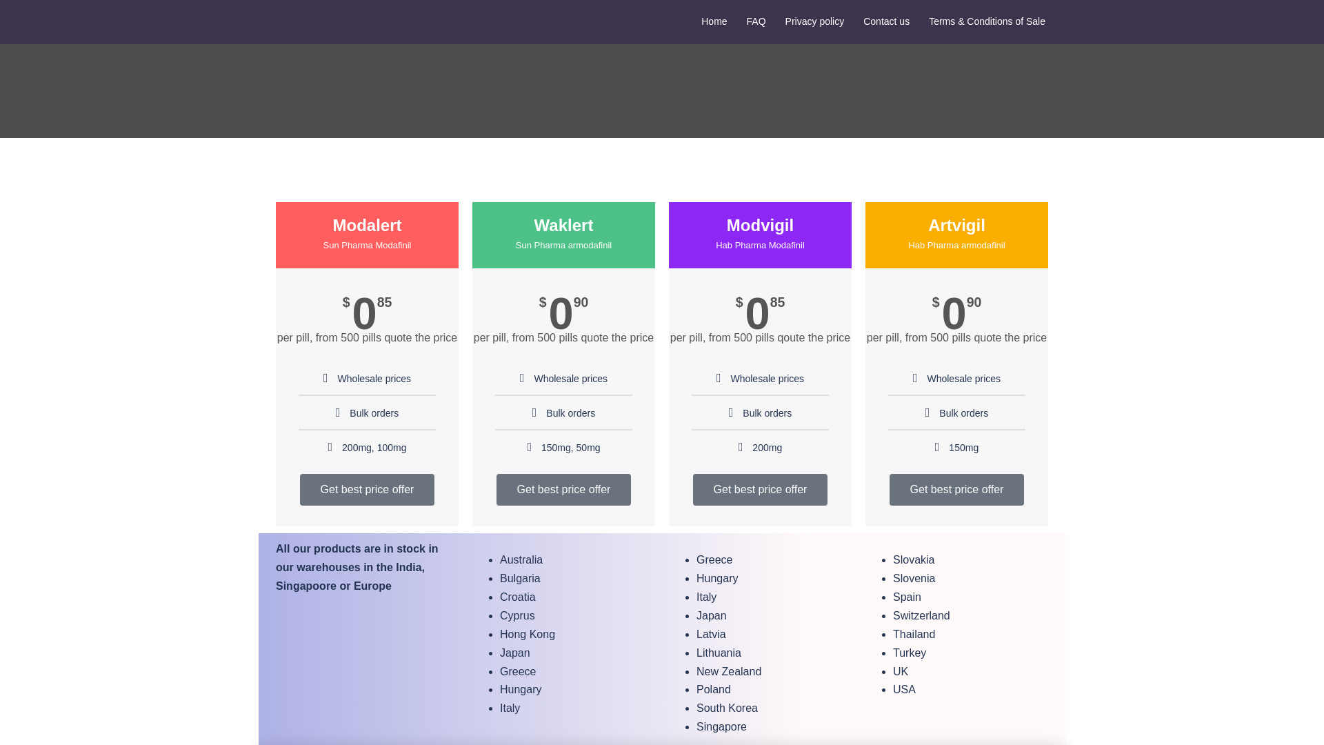 website screenshot of https://buymodafinilwholesale.com