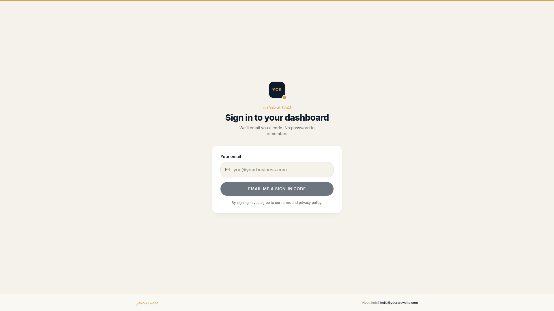 website screenshot of https://yourcrewsite-dashboard.pages.dev/