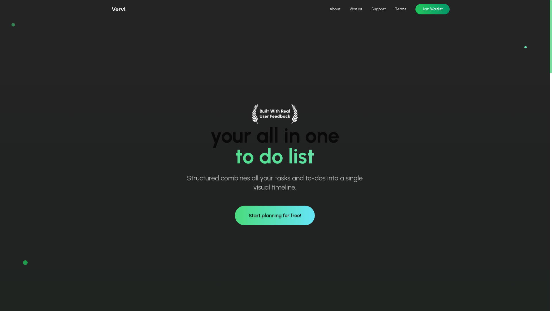 website screenshot of https://vervi.app/