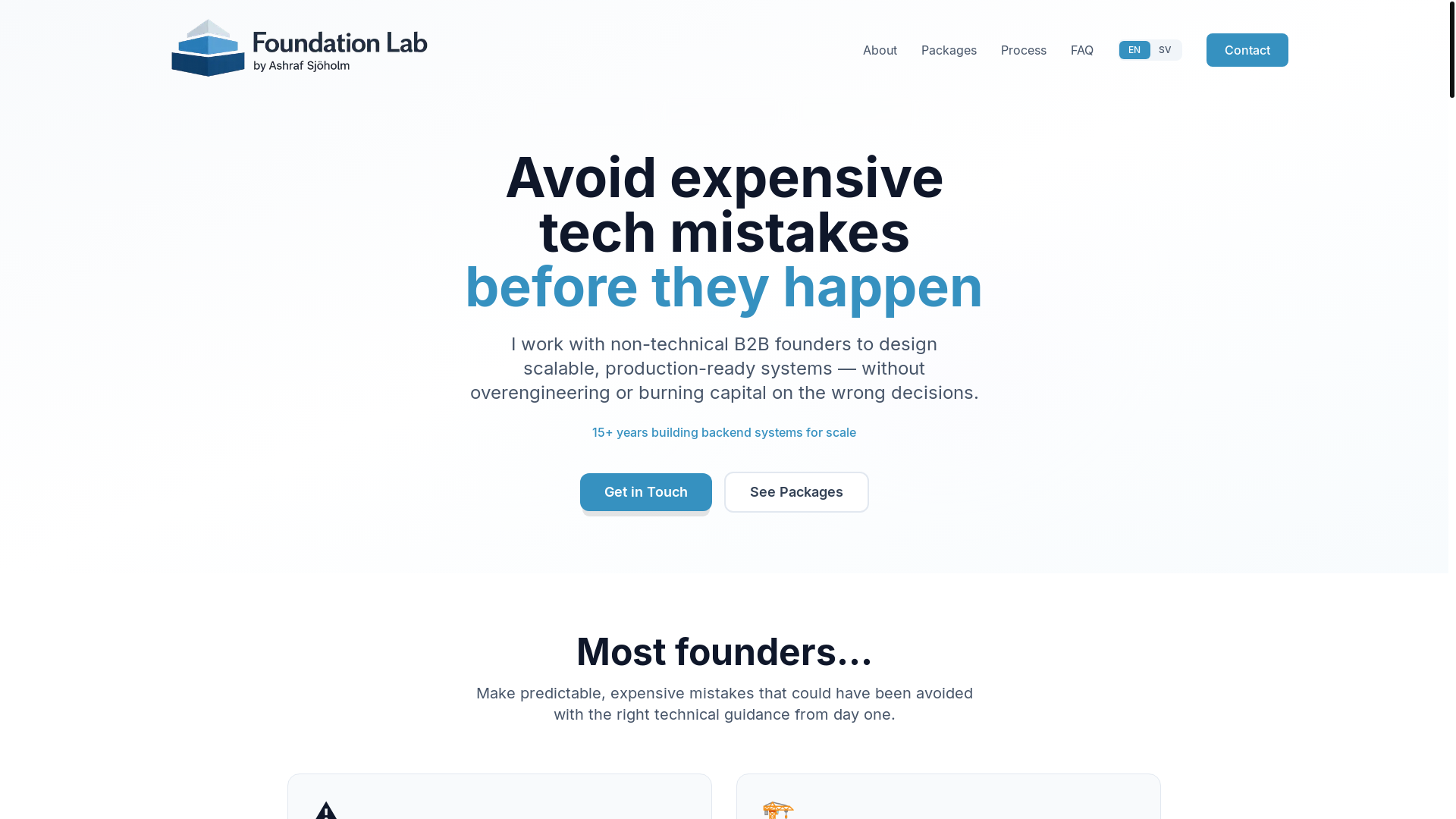 website screenshot of https://foundationlab.se/
