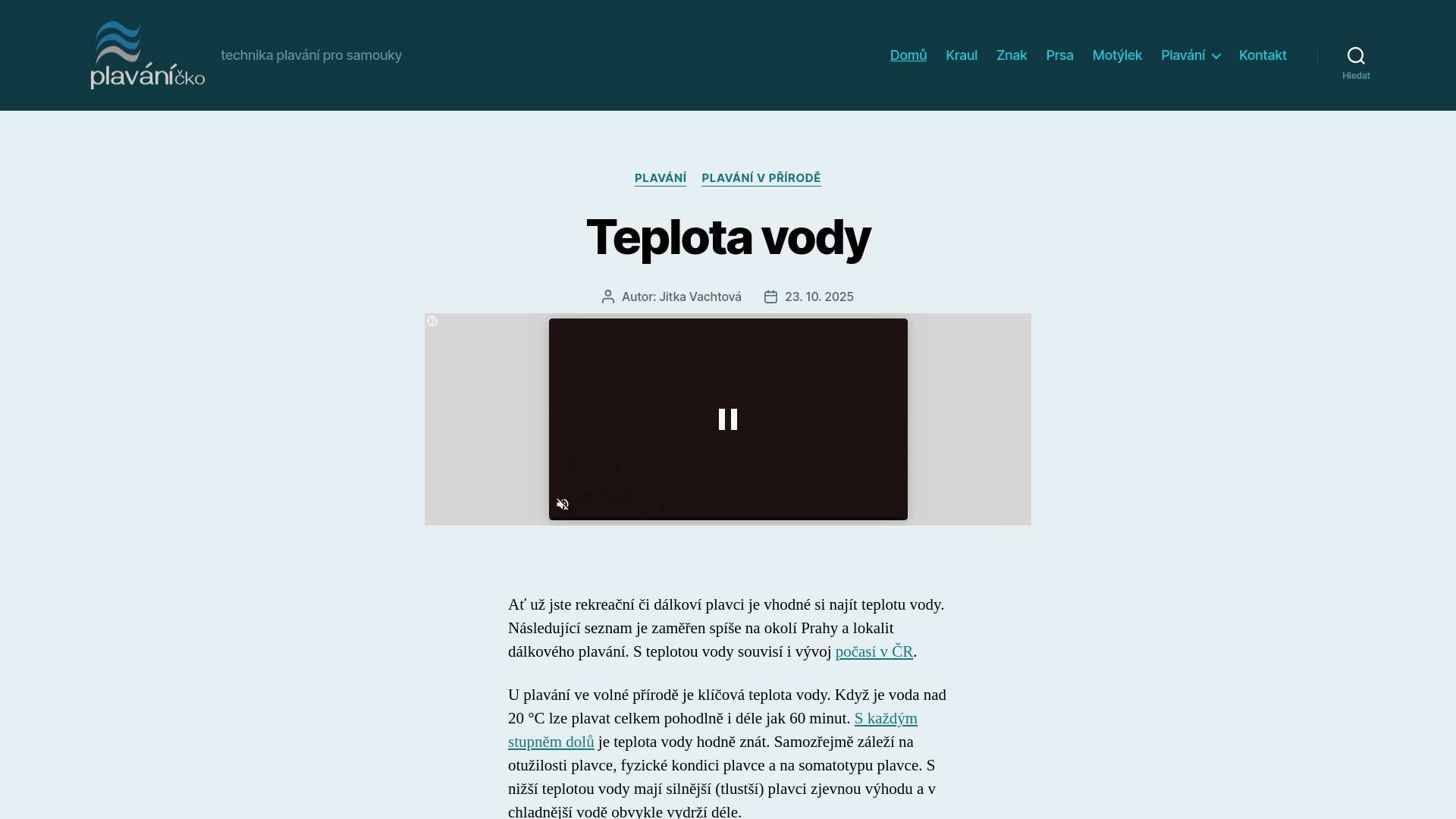 website screenshot of https://plavani-online.cz/