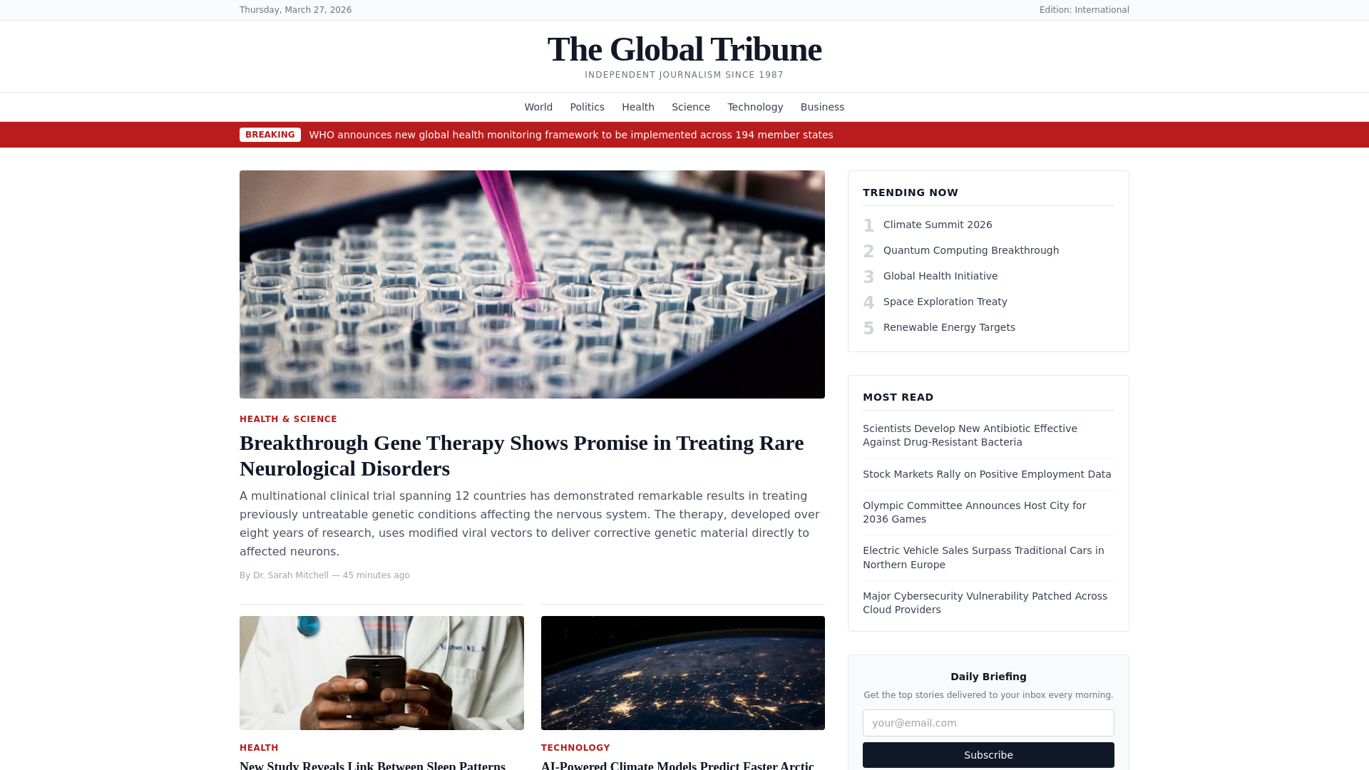 website screenshot of https://thescientistsnews.com/