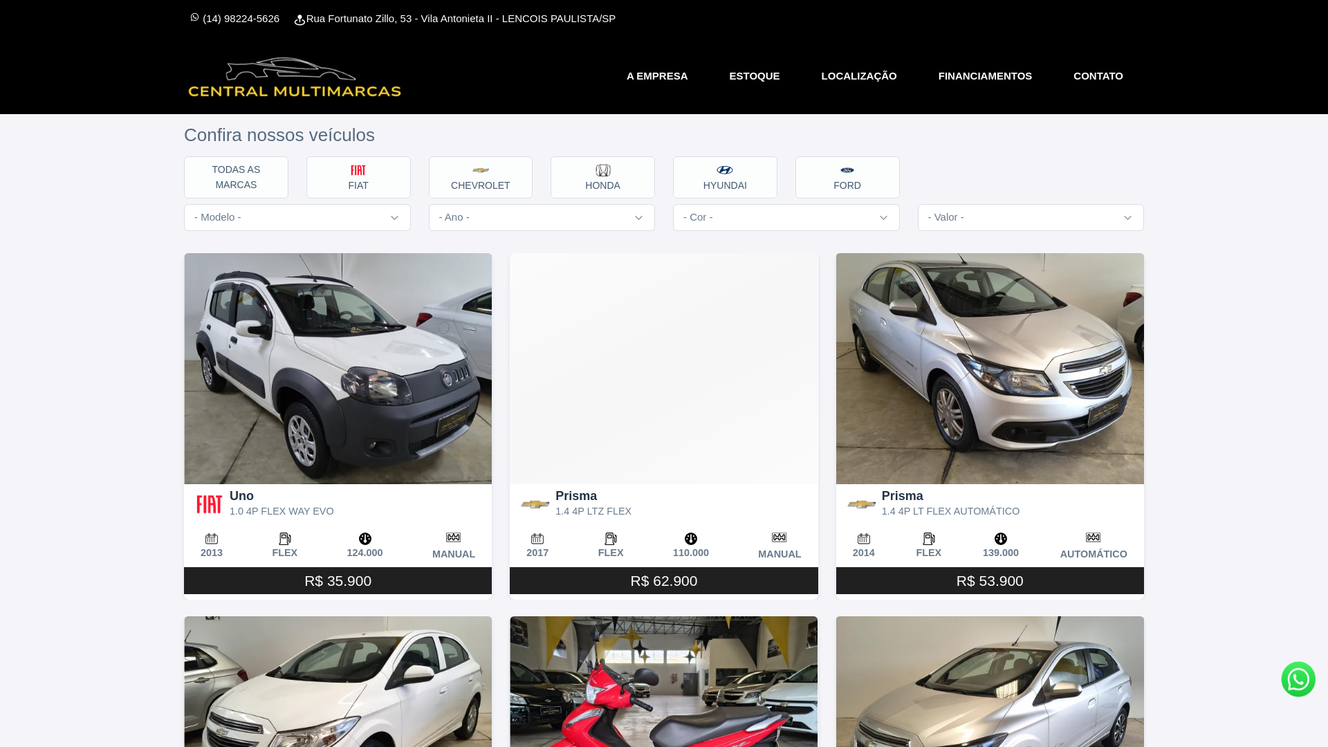 website screenshot of https://centralmultimarcaslp.com.br/