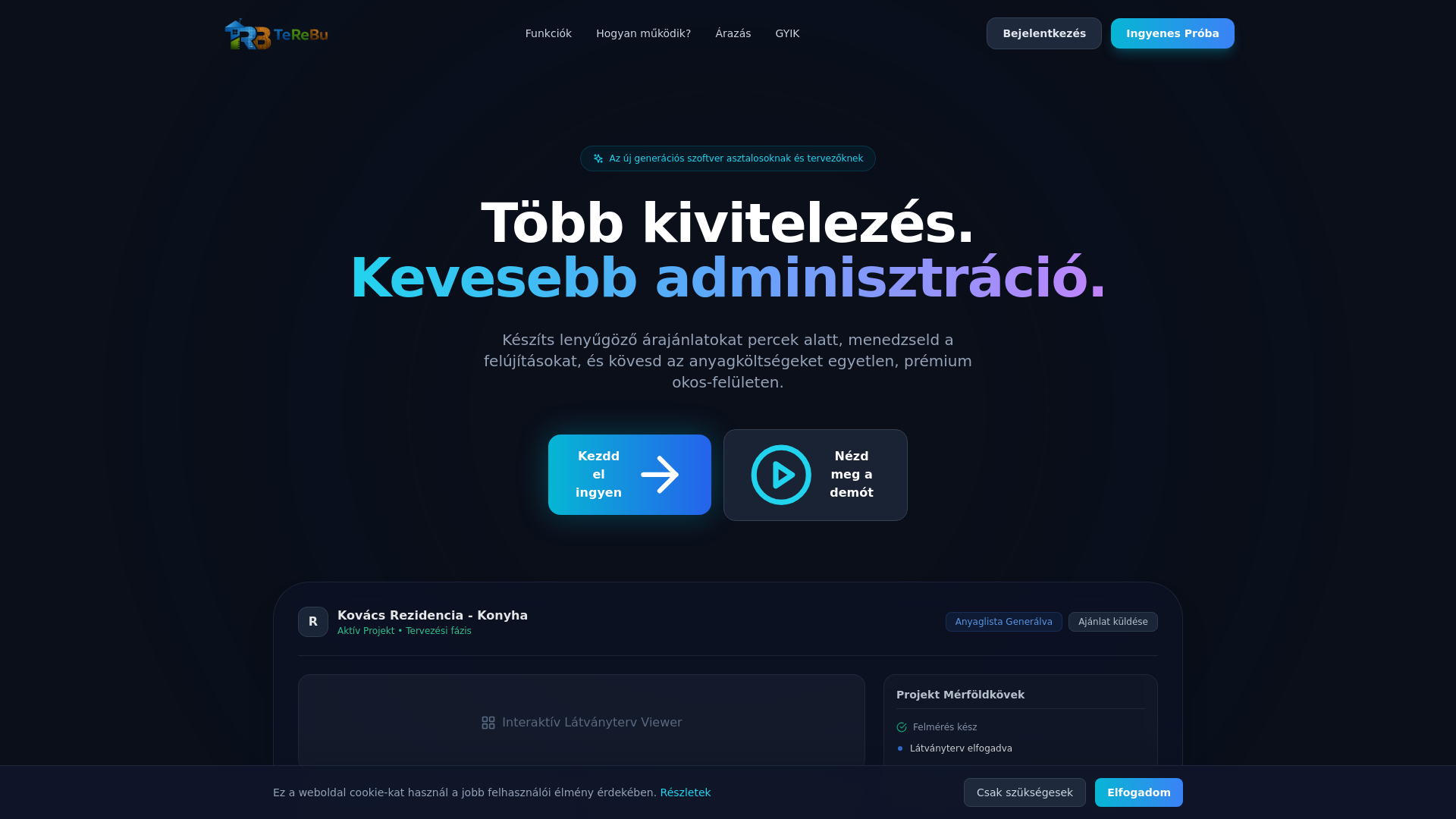 website screenshot of https://terebu.hu/