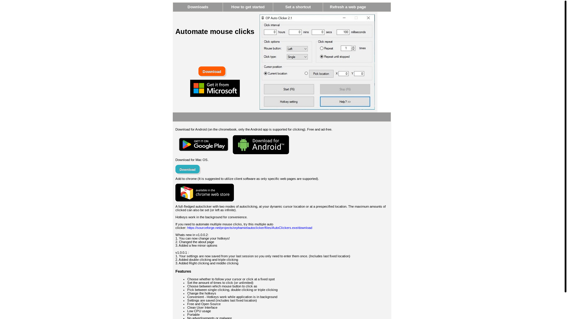 website screenshot of https://www.opautoclicker.com/