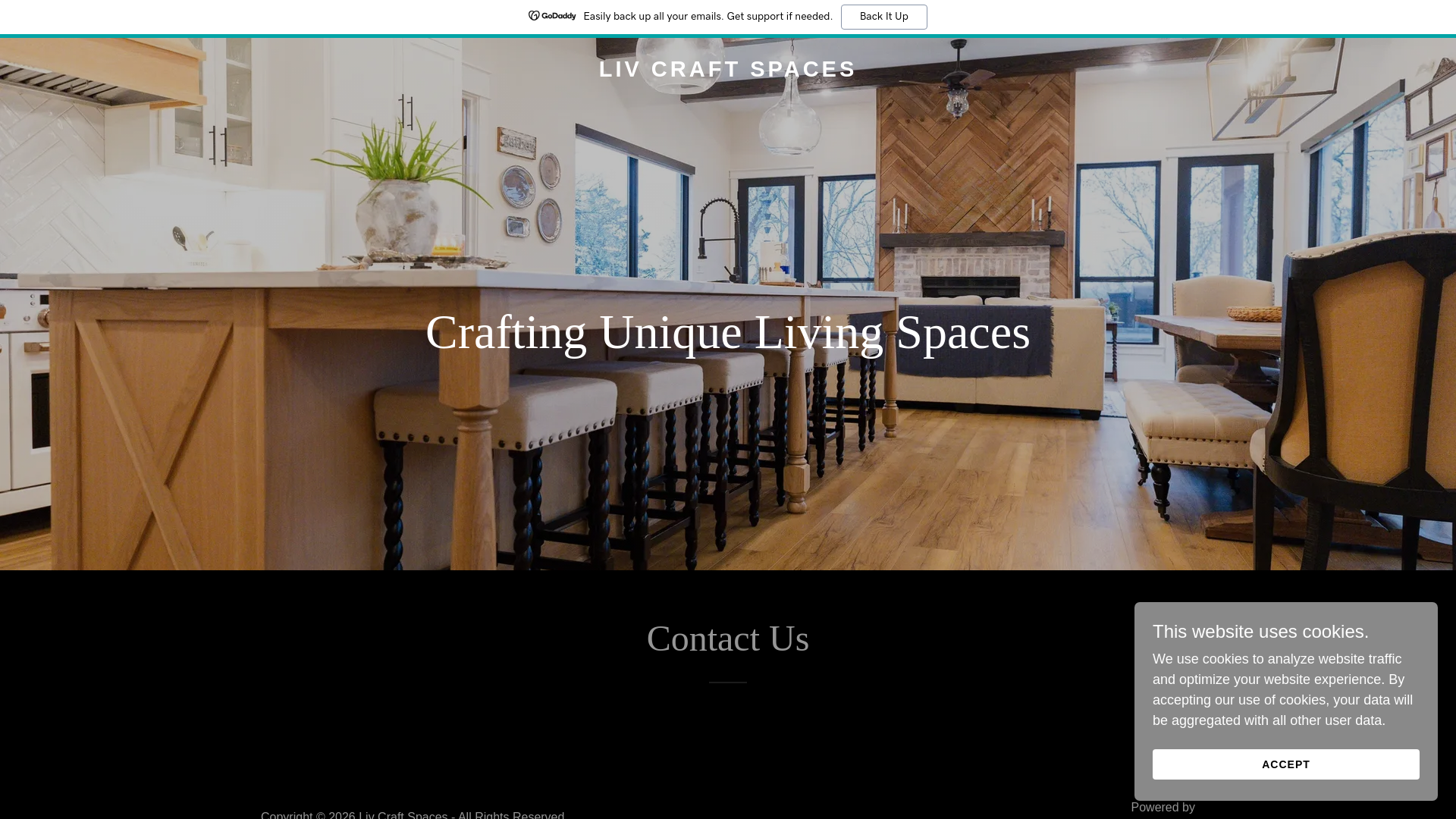 website screenshot of https://livcraftspaces.in