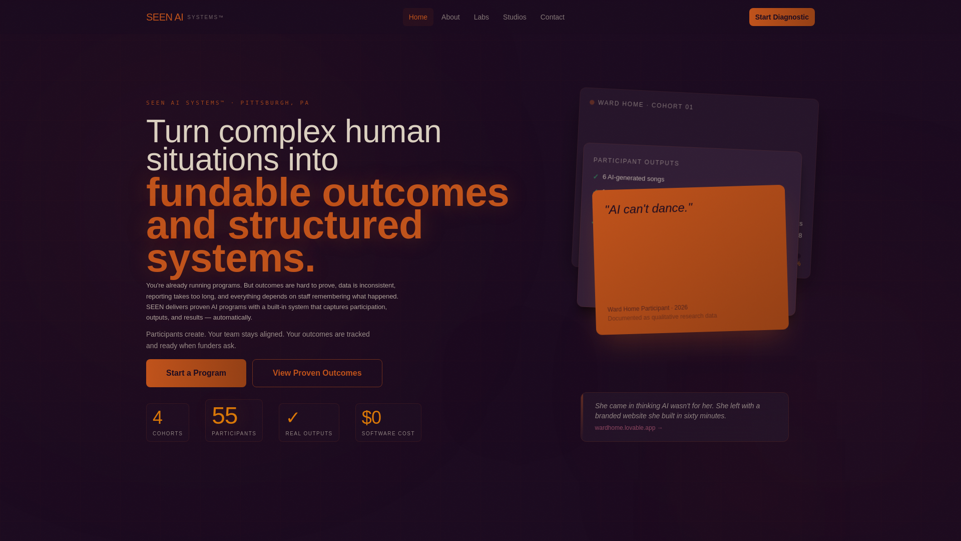 website screenshot of https://seenai-systems.com