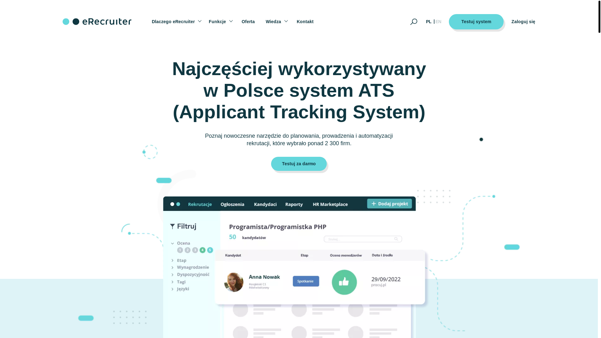 website screenshot of https://erecruiter.pl/