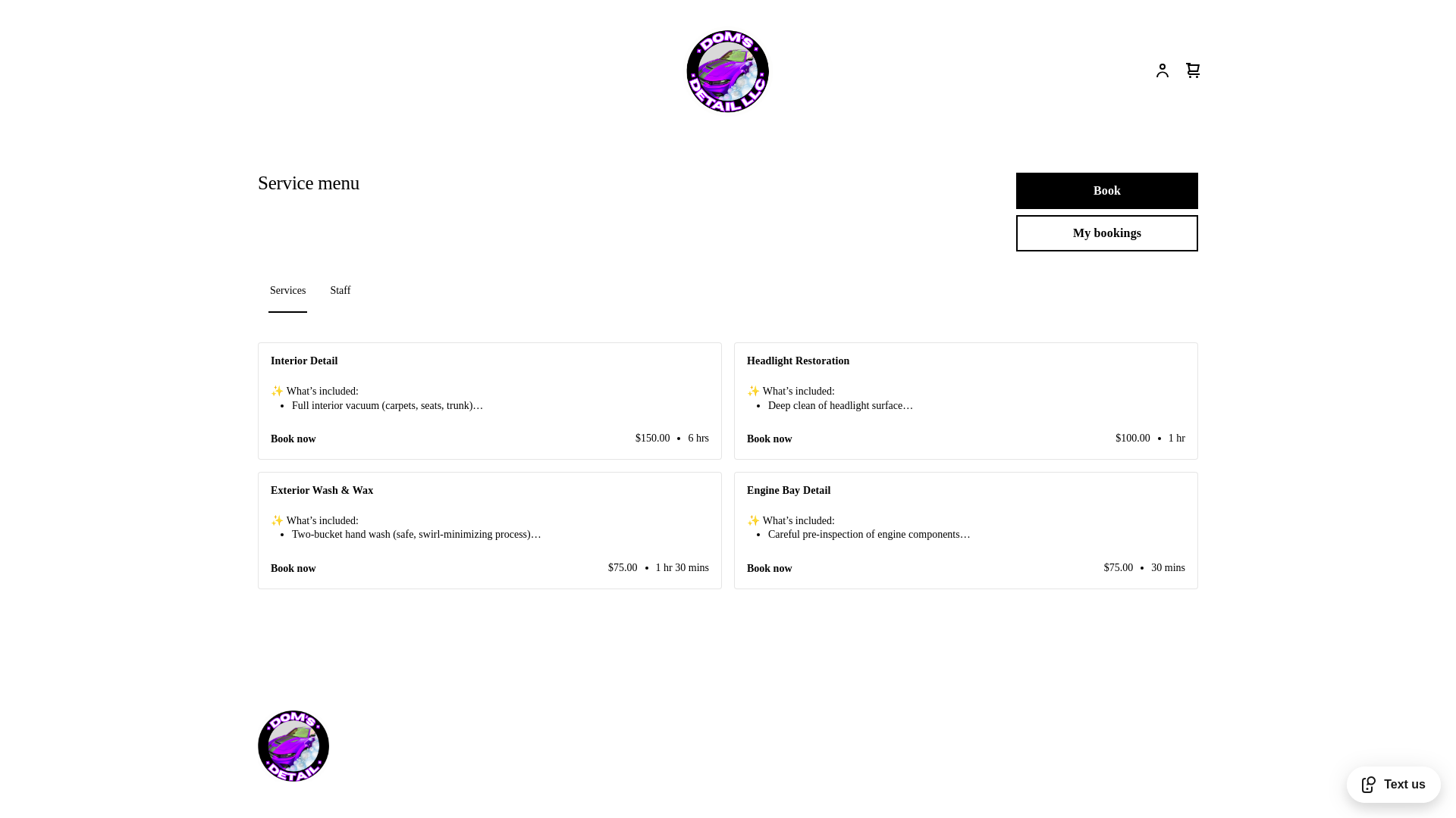 website screenshot of https://domsdetailmidland.com/