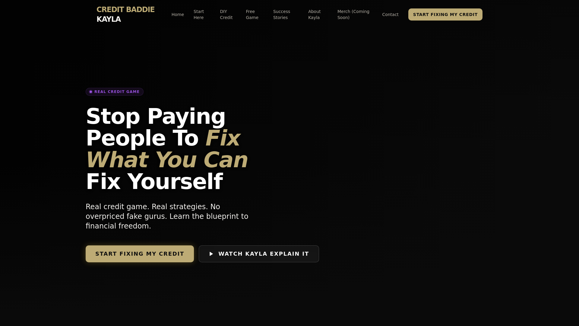 website screenshot of https://creditbaddiekayla.com/