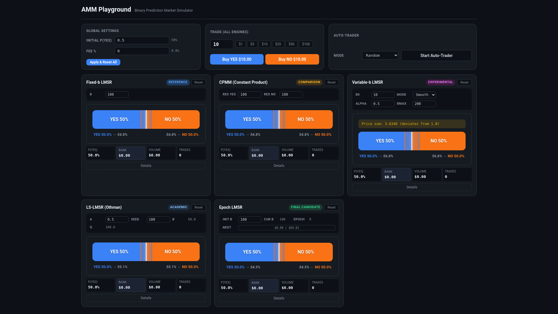 website screenshot of https://amm-playground.pages.dev/