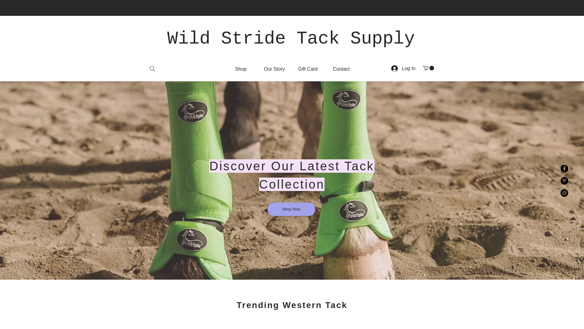 website screenshot of https://wildstridetacksupply.com/