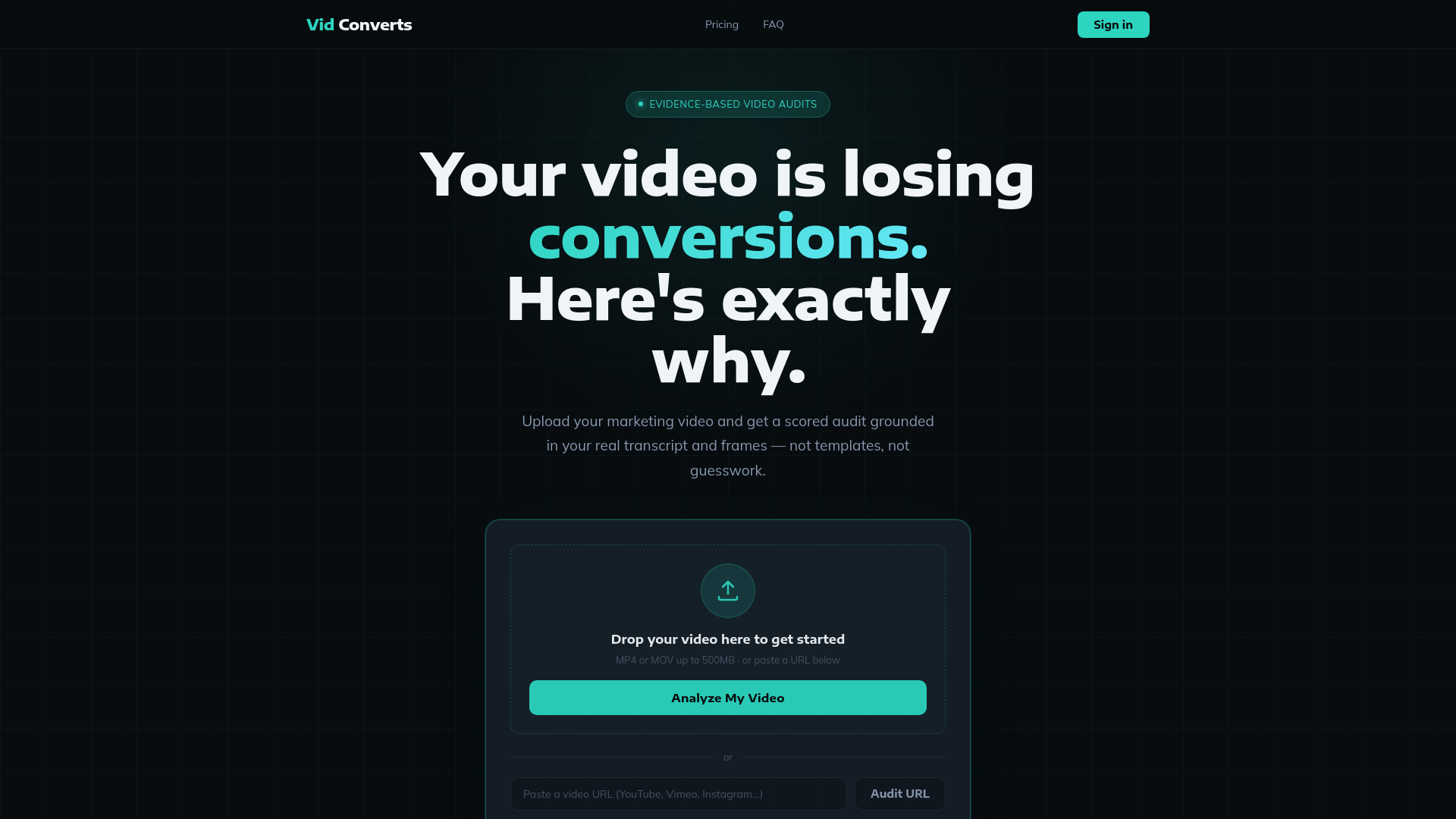 website screenshot of https://vidconverts.com/