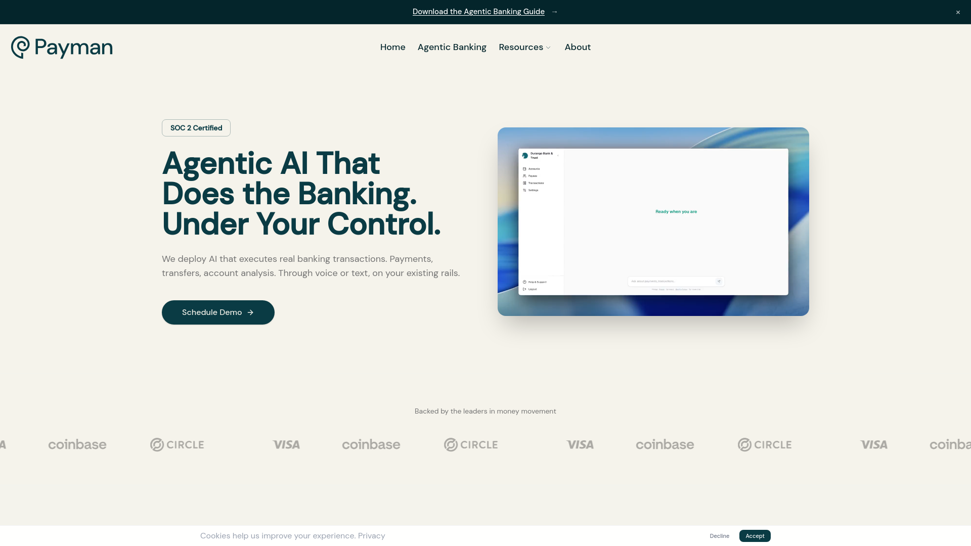 website screenshot of https://paymanai.com