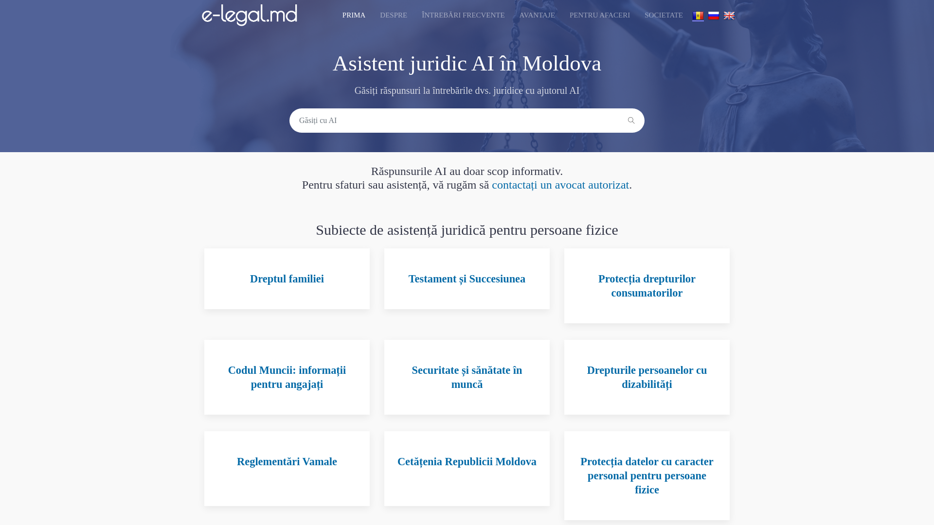 website screenshot of https://elegal.md/