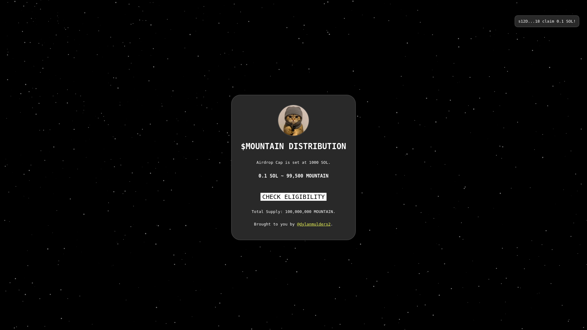 website screenshot of https://mountain-allocation.xyz/